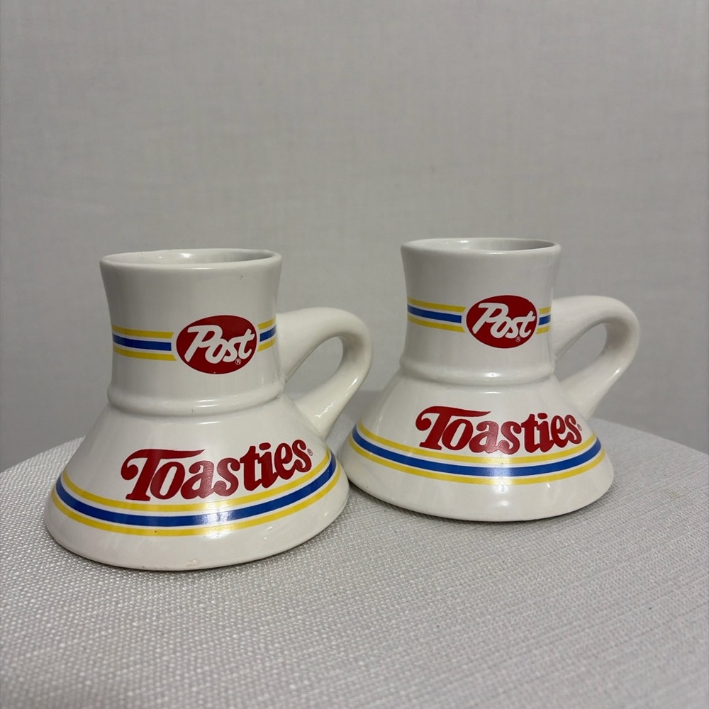 Post Toasties Vintage Ceramic Mugs Set of 2 Advertising Cups Taiwan(F91)✨